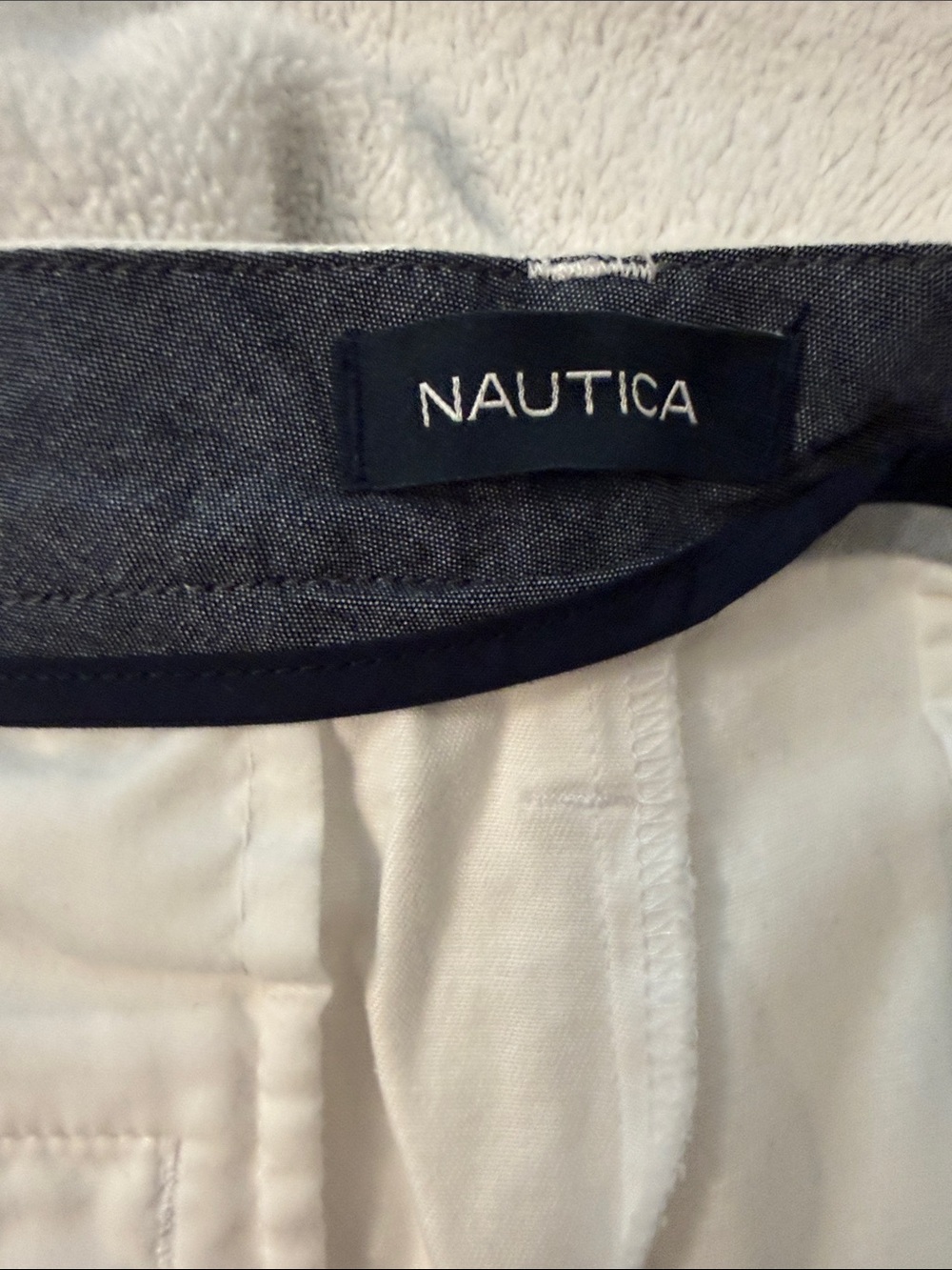Nautica White Men's Cotton Shorts with Navy Trim - Picture 3 of 5